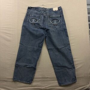 PJ Mark‎ Denim Jeans Mens 40 Blue Relaxed Wide Leg Embroidered Y2K Streetwear